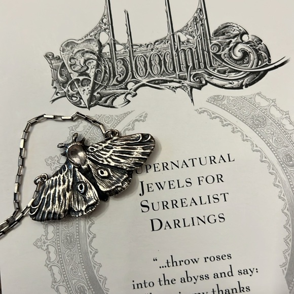 Bloodmilk Ghost Phantom Rose Quartz Planchette Moth Pendant Vintage BM Postcard - Picture 2 of 7